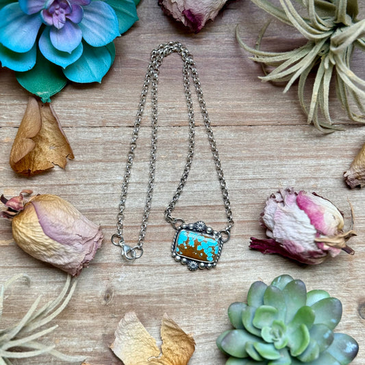 112 - Sterling Silver Mine #8 Turquoise Bar Necklace by Jason Ogg