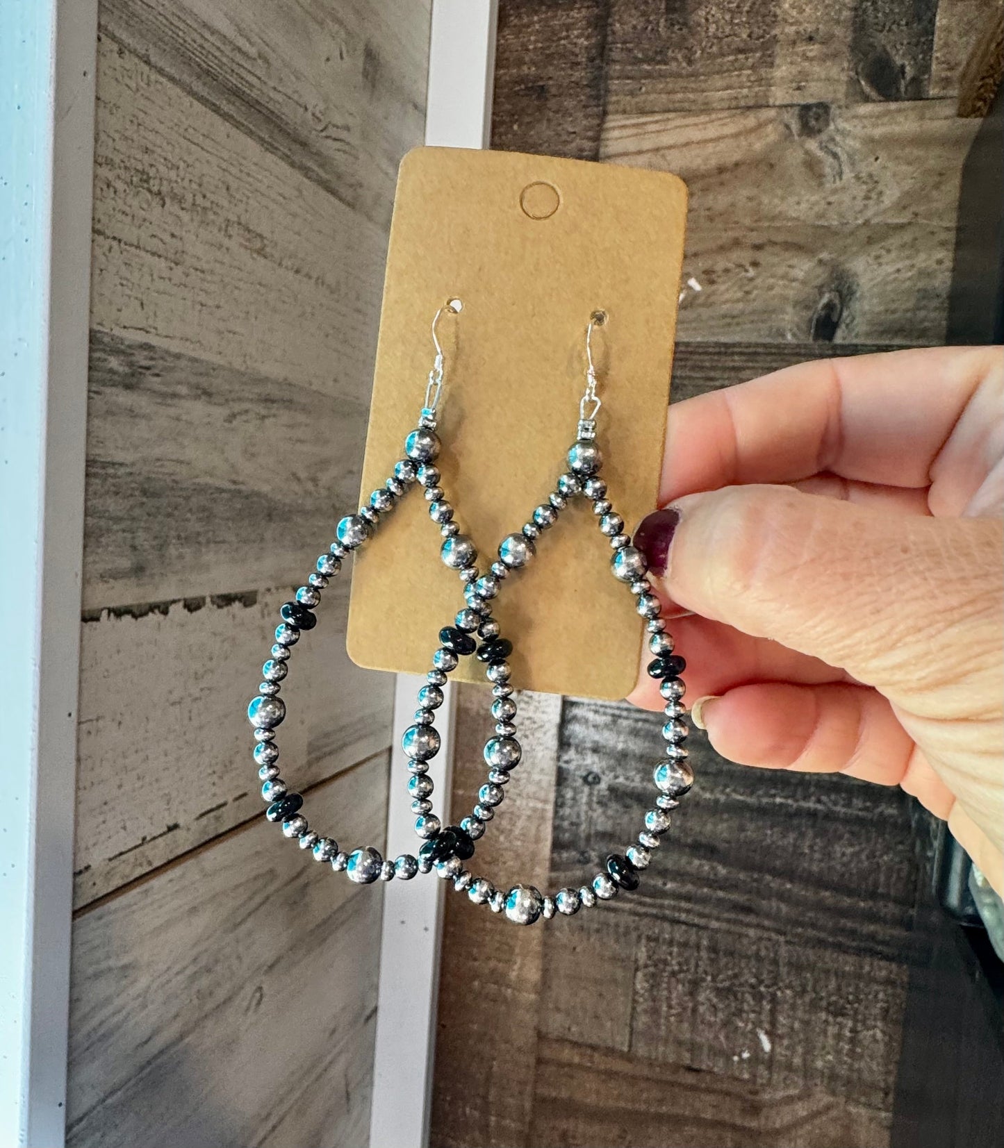 Sterling Silver Pearl & Black Onyx Teardrop Earrings