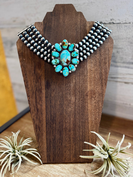 Princess Sonoran Turquoise Necklace – Emerson Thompson, Native Made, Sterling Silver