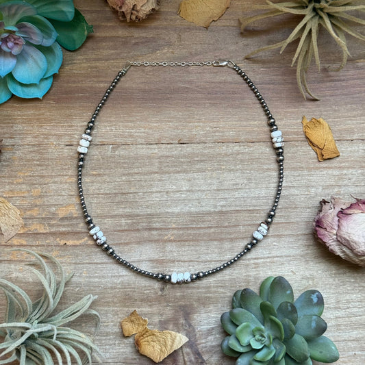Wild Horse & Sterling Silver Pearl Necklace