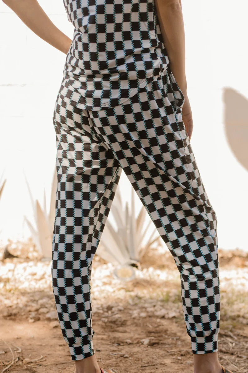 CHECKED IN TURQUOISE JOGGERS