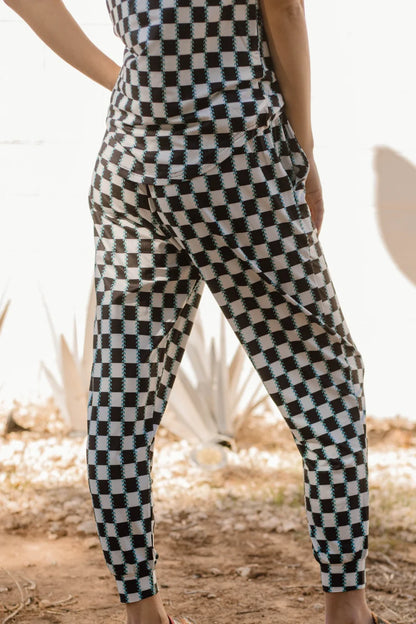 CHECKED IN TURQUOISE JOGGERS