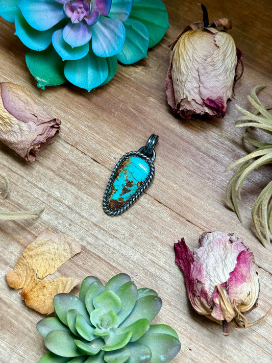 MJ Turquoise Sterling Silver Pendant – Triangle Shape