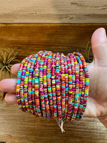 Magnesite Heishi Choker – Sterling Silver Pearls