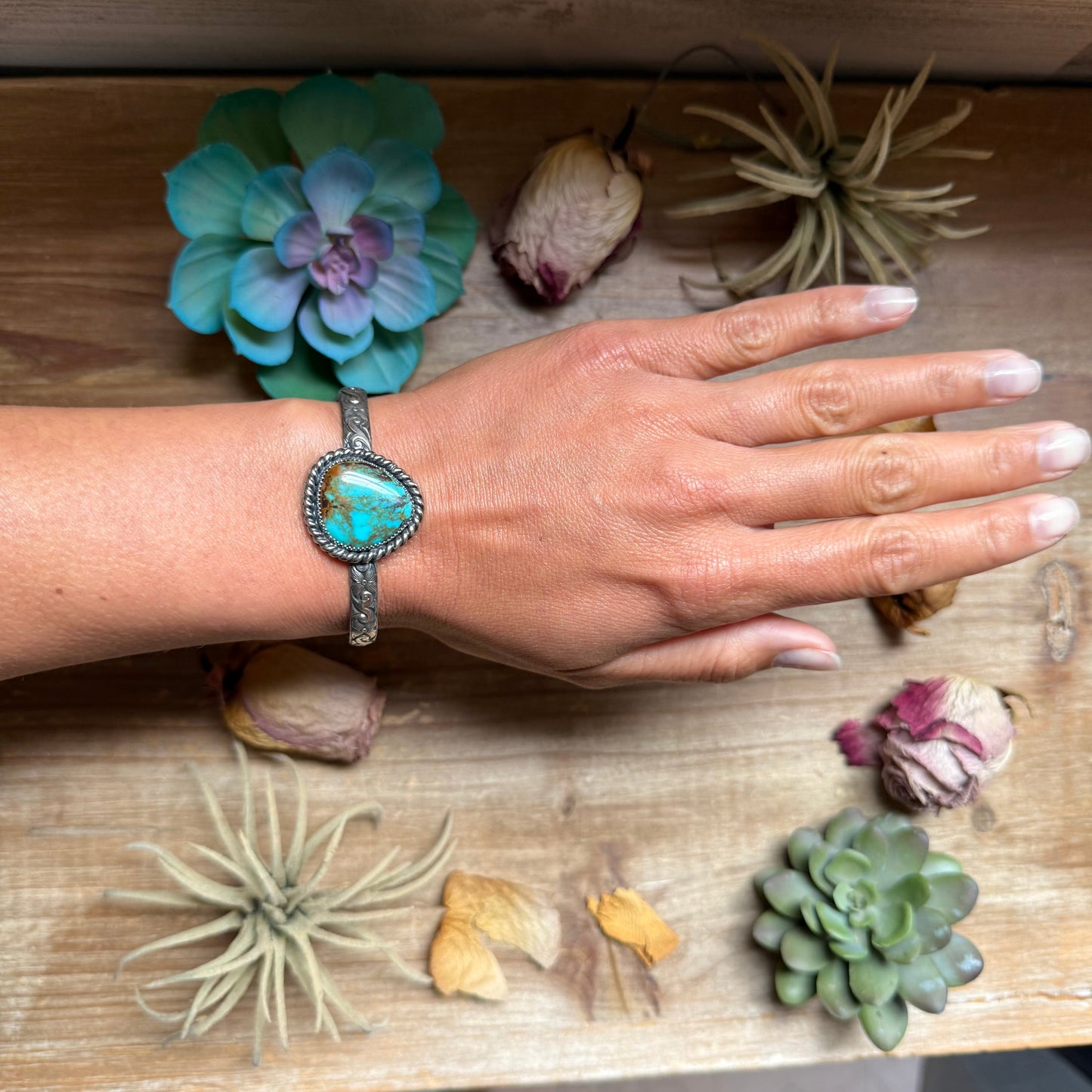MJ Turquoise Sterling Silver Cuff – Flexible