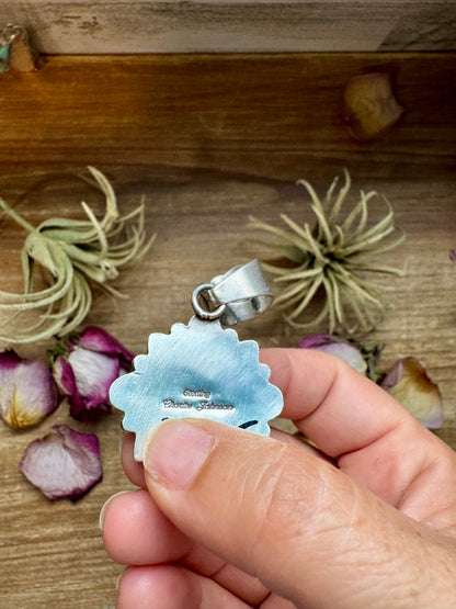 Flower Pendant with Sonoran Gold Turquoise – Option 2 – Sterling Silver