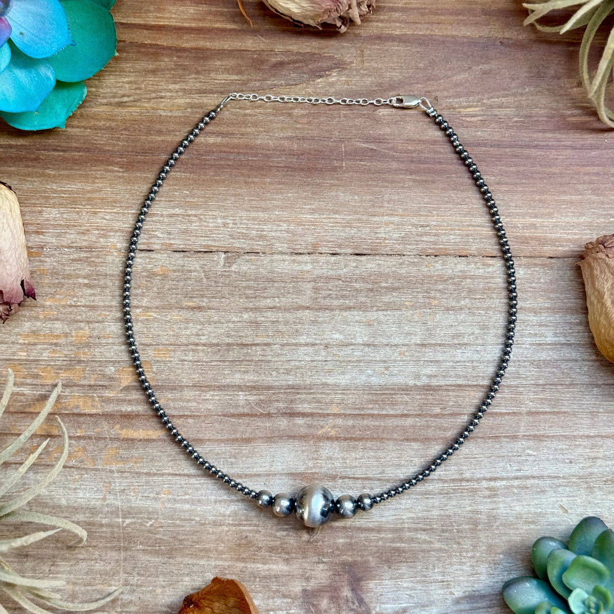 15-Inch 14mm Middle Sterling Silver Pearl Necklace