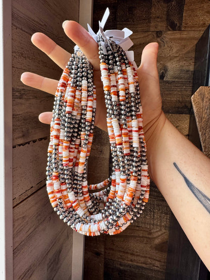 17-Inch Sterling Silver Pearl & Spiny Oyster Necklace