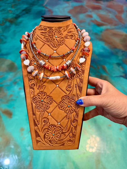 Jaci Orange and Red Spiny Oyster Three-Necklace Set