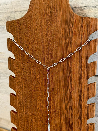 Silver Lariat necklace - paperclip chain