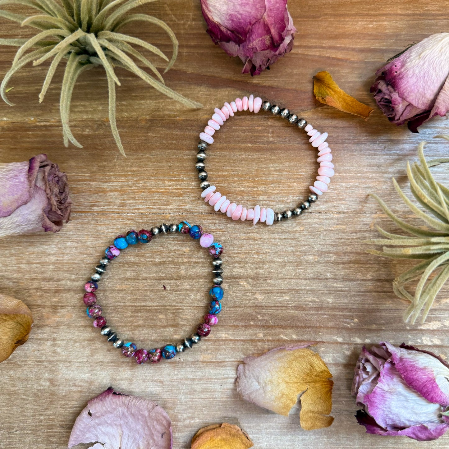 Sterling Silver Mini Wolf Stretchy Bracelet Bundle (Set of 2) –  Mixed Stone