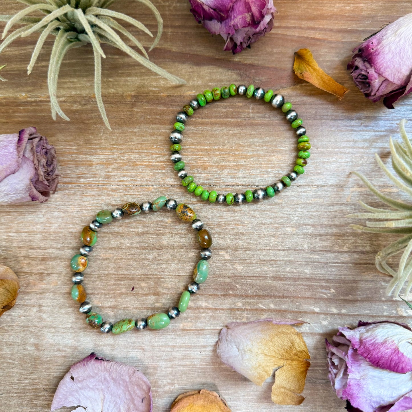 Sterling Silver Mini Wolf Stretchy Bracelet Bundle (Set of 2) –  Mixed Stone