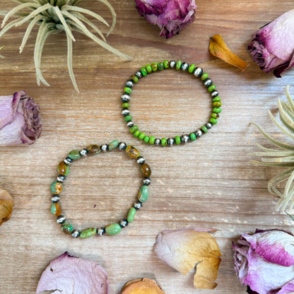 Sterling Silver Mini Wolf Stretchy Bracelet Bundle (Set of 2) –  Mixed Stone