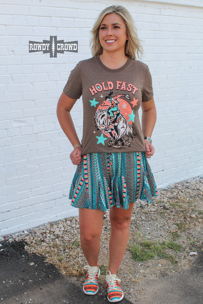 western apparel, western graphic tee, graphic western tees, wholesale clothing, western wholesale, women's western graphic tees, wholesale clothing and jewelry, western boutique clothing, western women's graphic tee, bright rodeo graphic tee, cacti graphic tee, cactus, bright graphic tee, colorful graphic tee, bucking horse graphic tee, colorful western graphic tee western bronc rider graphic tee, hold fast graphic tee