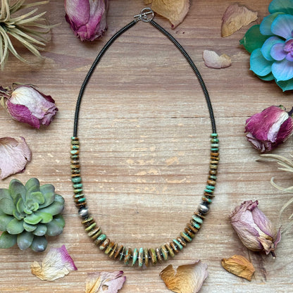 Green Turquoise & Black Hematite Necklace – 23.5”