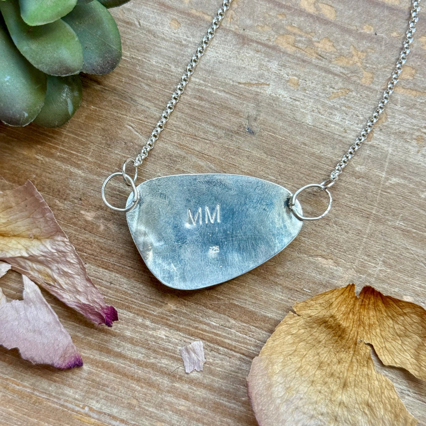 Sterling Silver Chain Necklace with Freeform Turquoise Pendant – 16”