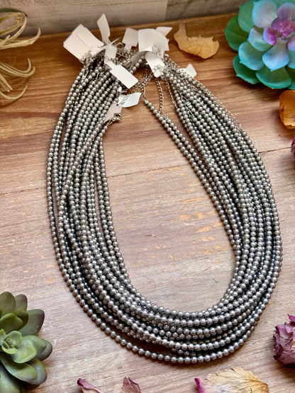 Silver-Plated 4 mm Bead Necklace – 20”