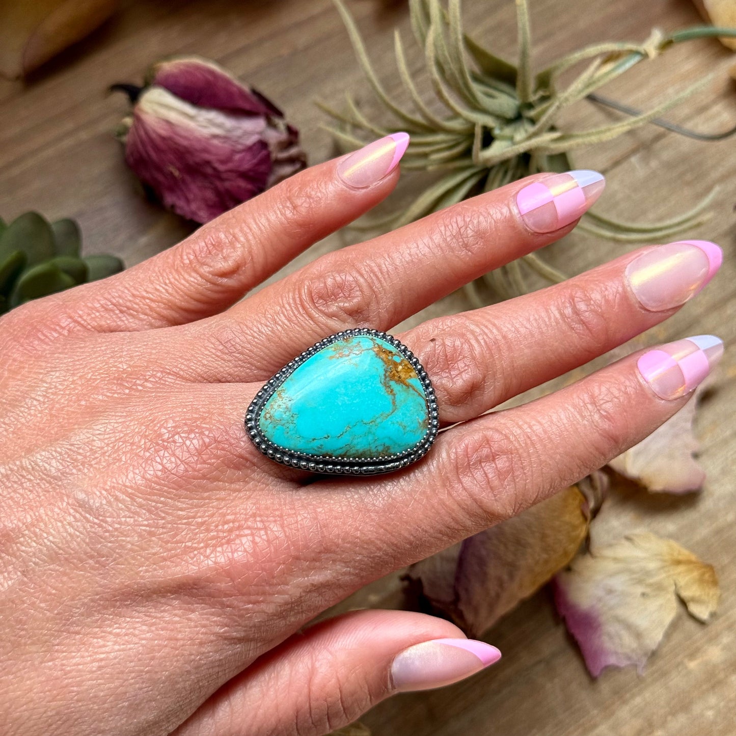 Sterling Silver Adjustable Turquoise Ring – Made by The Bijoux FAB