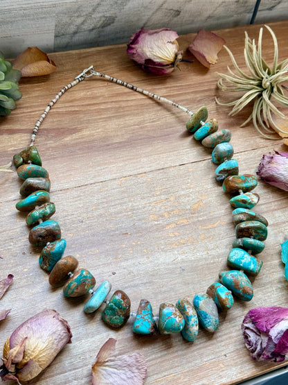 Chunky Turquoise Nugget Necklace – 26”
