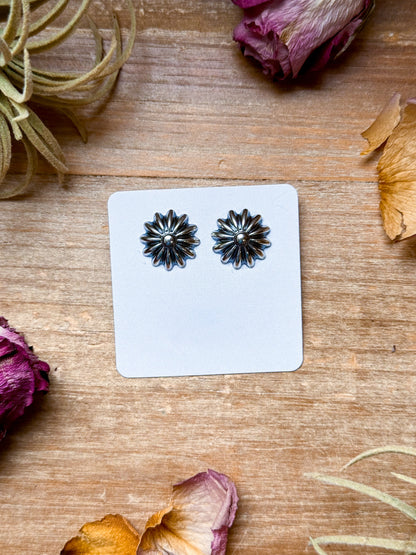 Sterling Silver Concho Stud Earrings