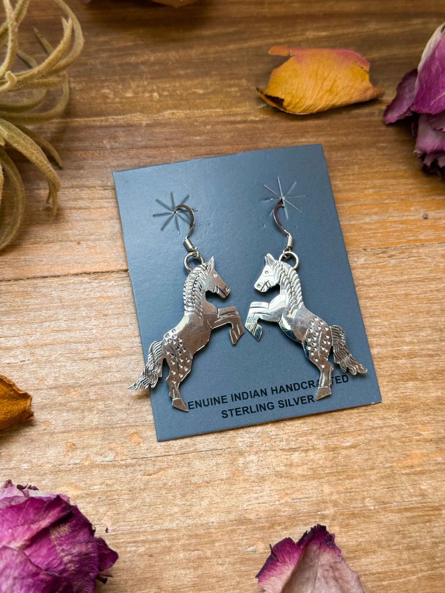 The Devon – Sterling Silver Horse Dangle Earrings – Native Made by L.Y.
