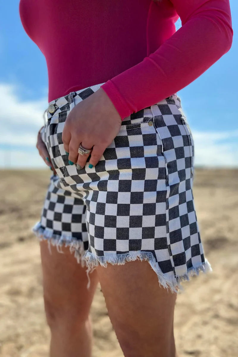 KREEK DENIM SHORTS - CHECK