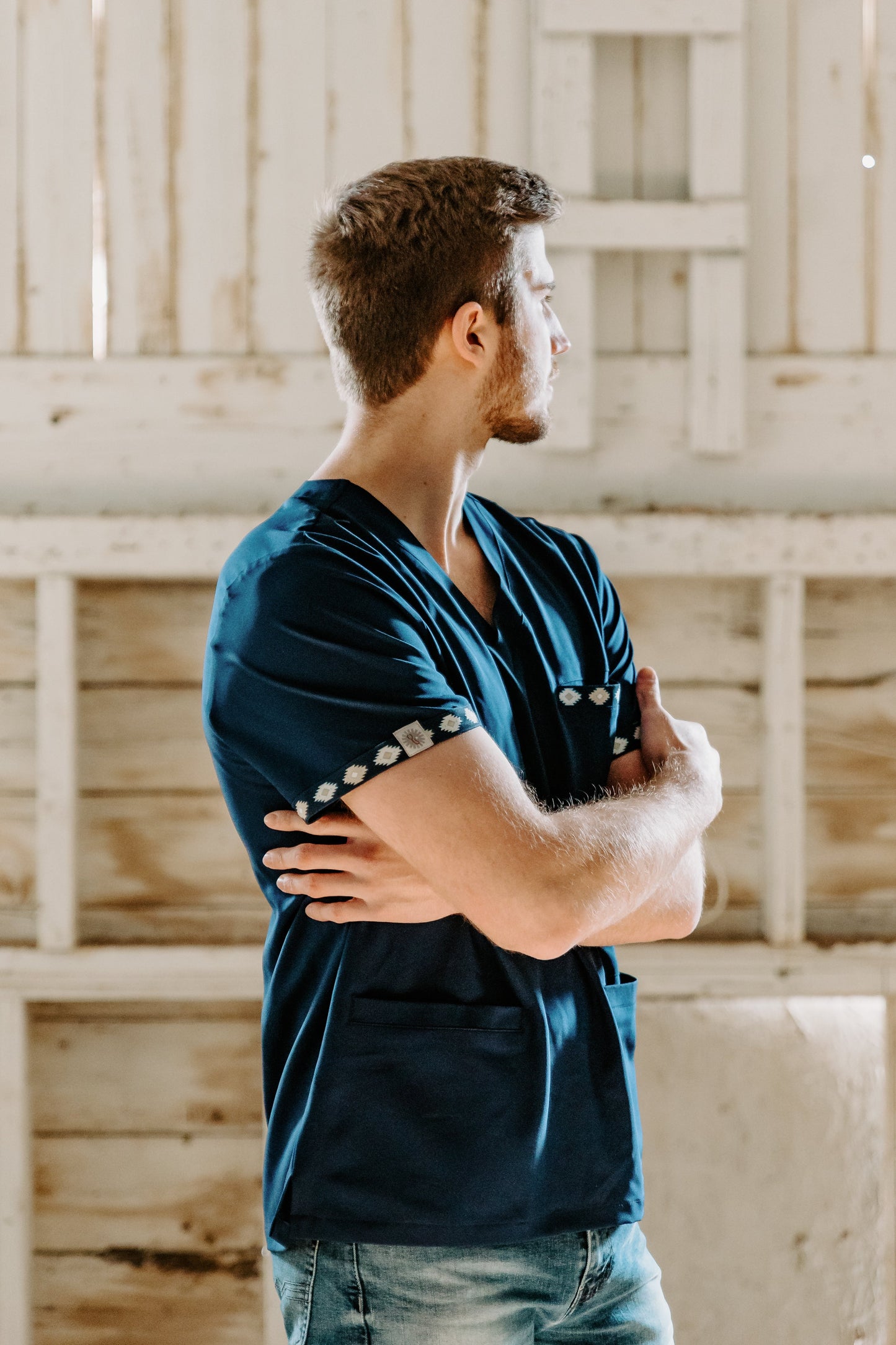 Men's Simple Navy Aztec Top