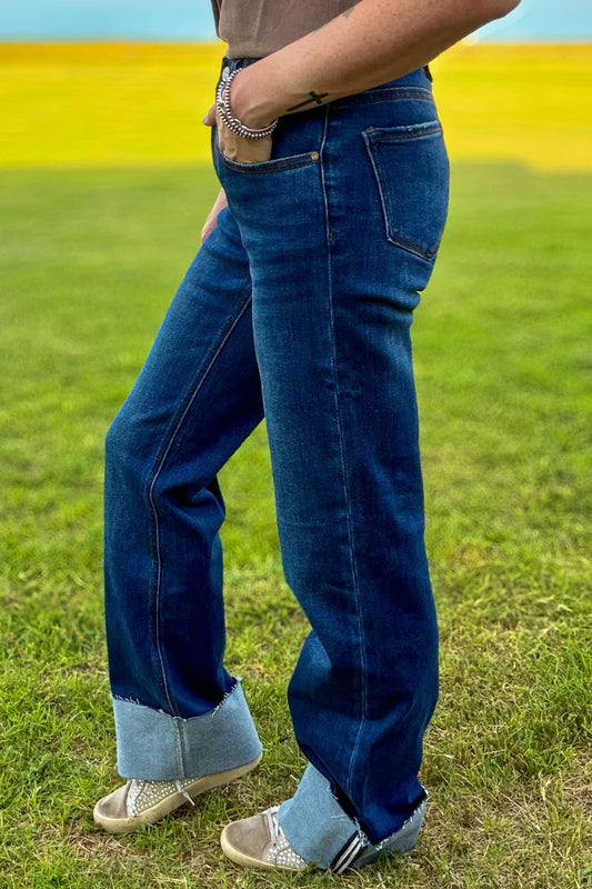 SK CUFFED STRAIGHT LEG JEANS