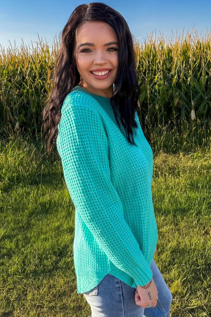 STERLING STAPLE SWEATER - TURQUOISE