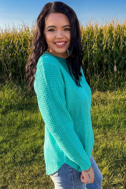 STERLING STAPLE SWEATER - TURQUOISE