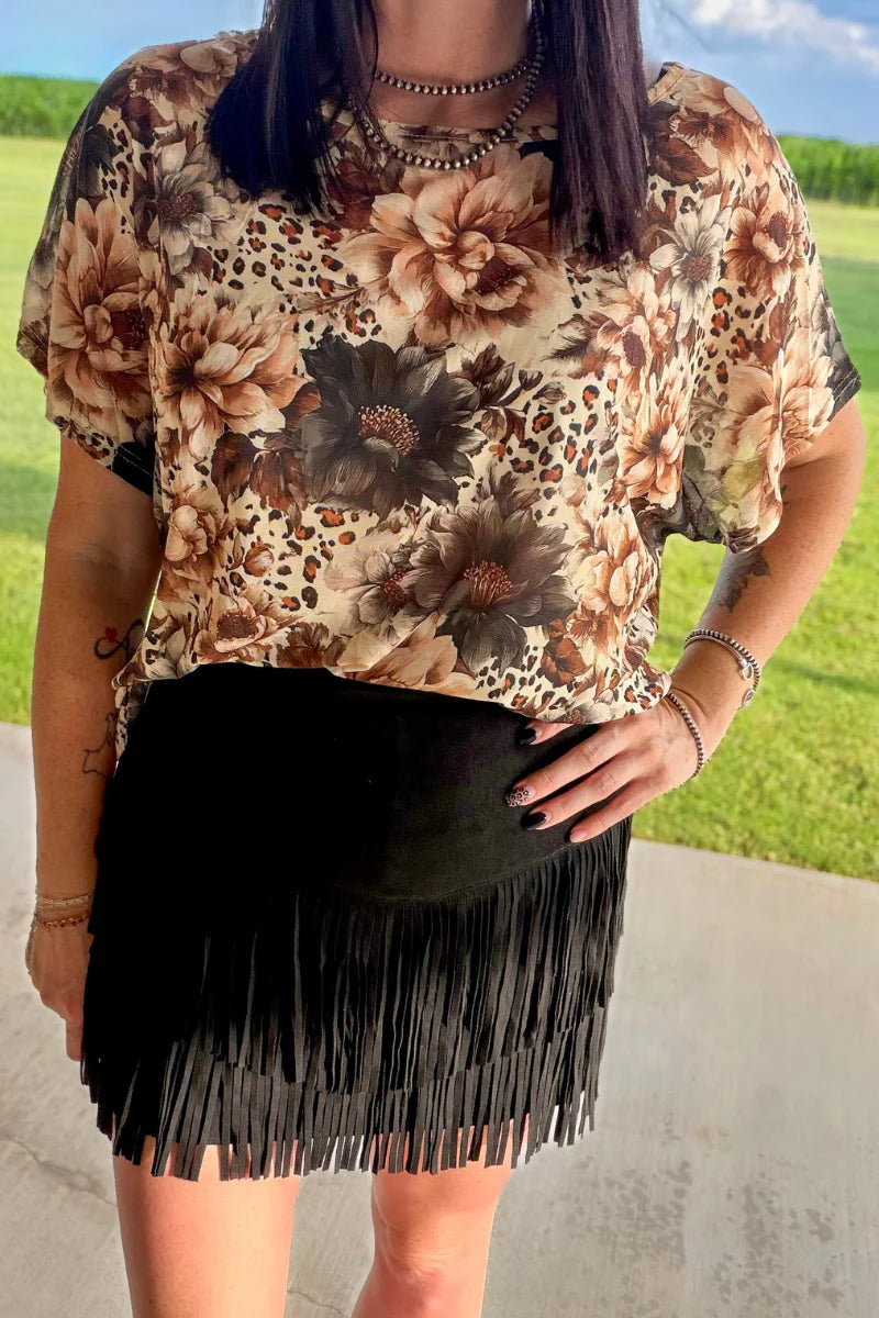 BLOOM IN LEOPARD MESH TOP