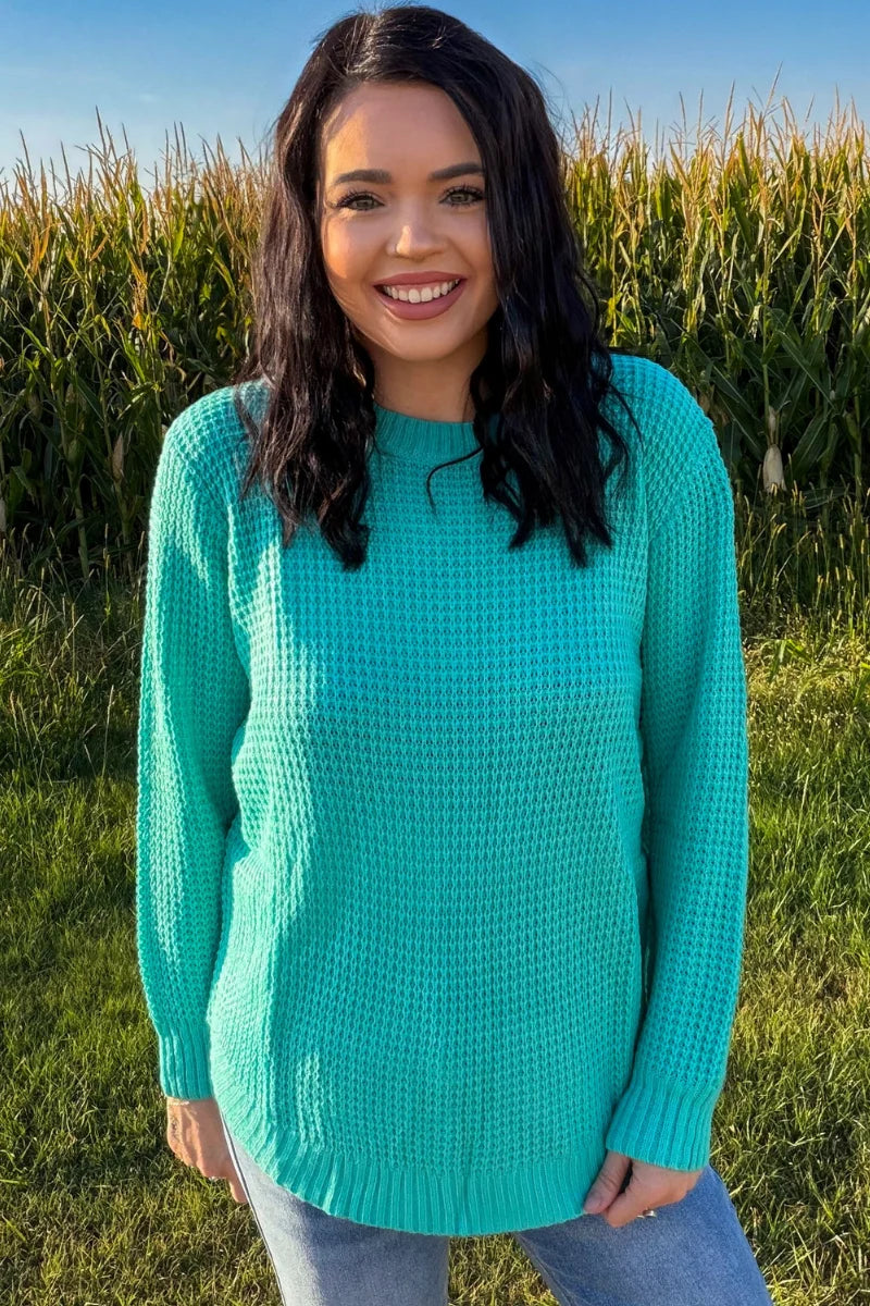 STERLING STAPLE SWEATER - TURQUOISE