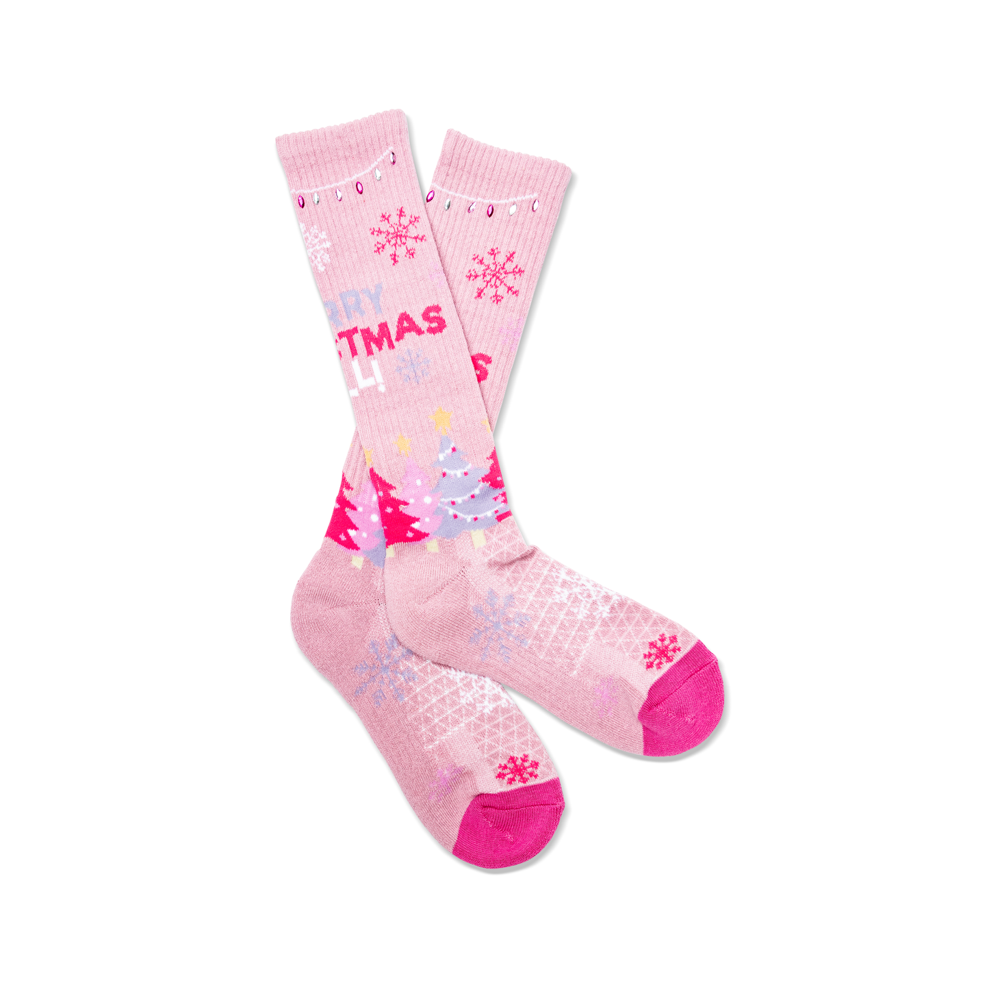 Merry Christmas Y'all Pink Performance Boot Socks