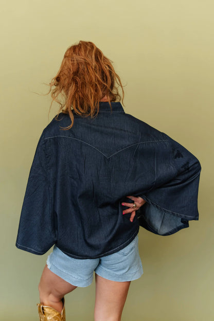 BLU OUTLAW PONCHO TOP
