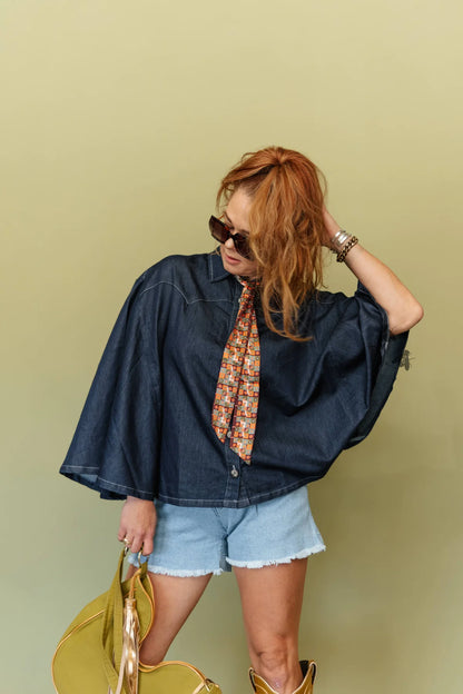 BLU OUTLAW PONCHO TOP