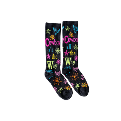 Cowboy All The Way Black Holiday Performance Boot Sock