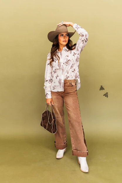 OUT OF LINE JEANS *MOCHA