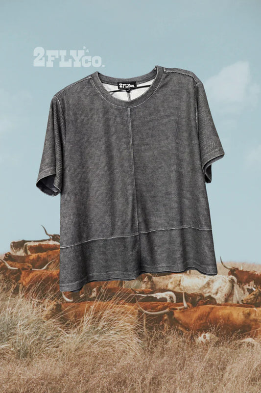 WESTERN CLASSIC *CHARCOAL FLOWY TEE