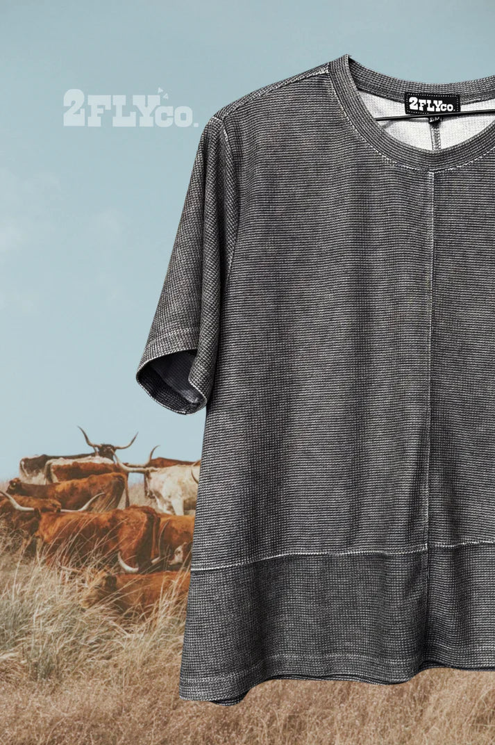 WESTERN CLASSIC *CHARCOAL FLOWY TEE