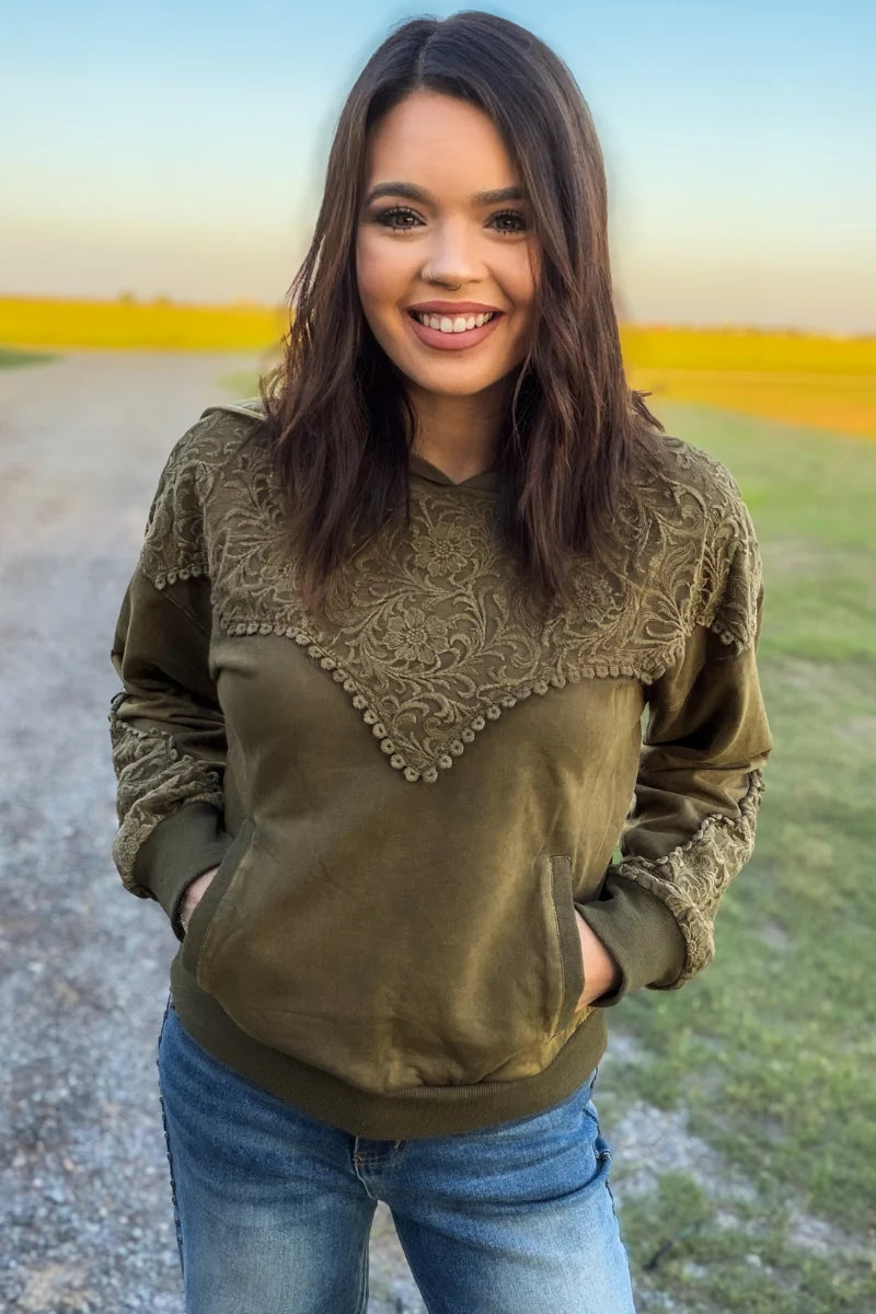 TOOLED FRONTIER HOODIE - HUNTER GREEN