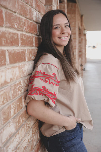 SWEETWATER STITCH TOP *DUST/ROJO