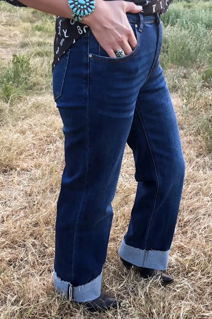 SK CUFFED STRAIGHT LEG JEANS