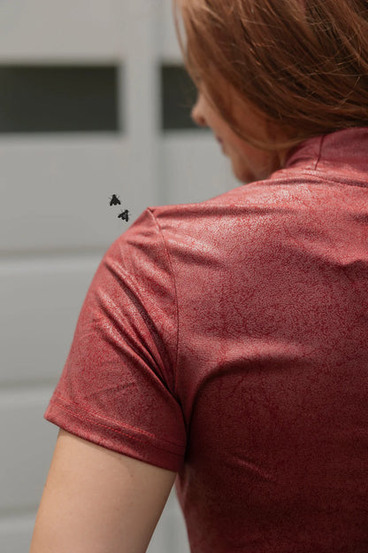 LEATHER FEELZ *BURGUNDY MOCK TEE