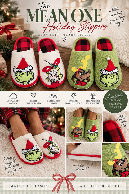 The Mean One Holiday Slippers