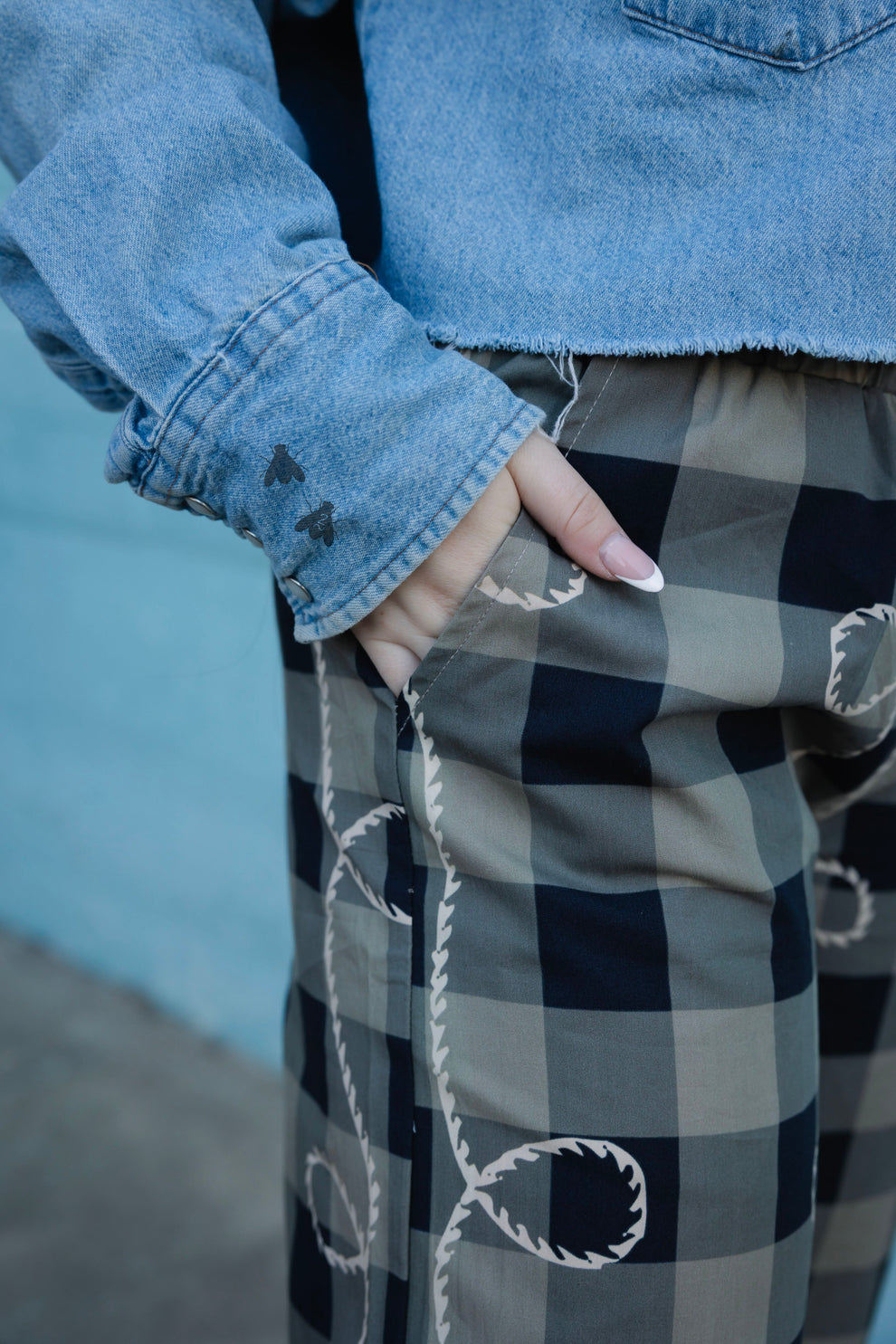 OFF THA TRACK *ROPEY GINGHAM BOXER PANTS