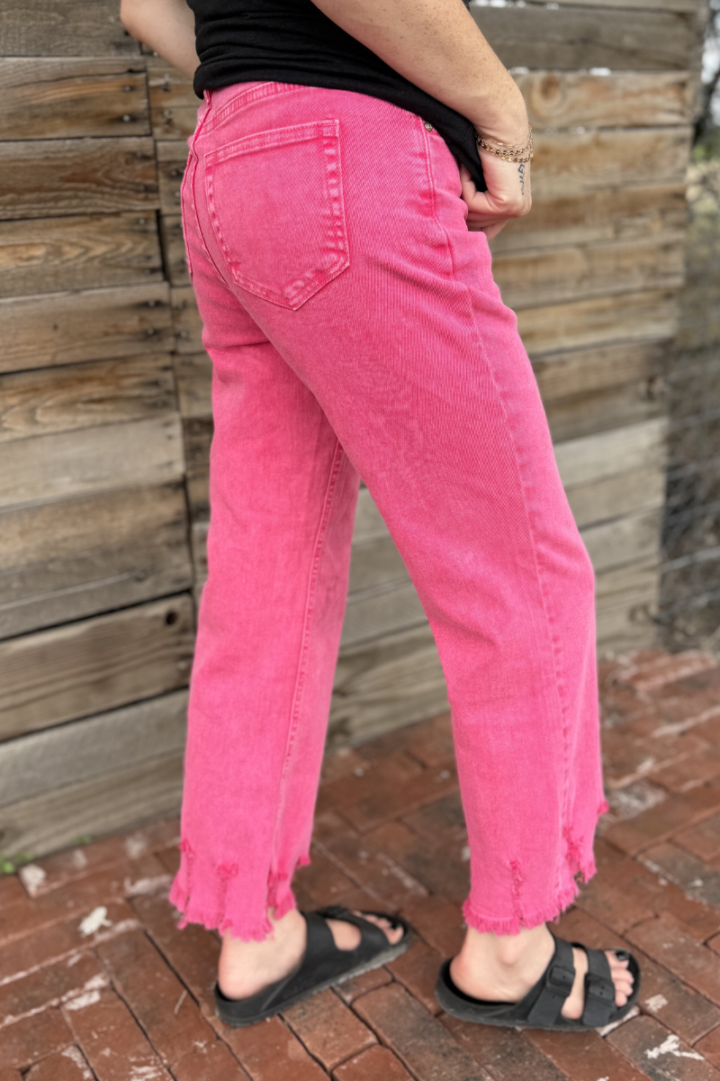 OUTLAW CROP JEANS PINK