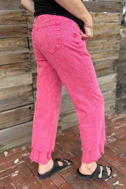 OUTLAW CROP JEANS PINK