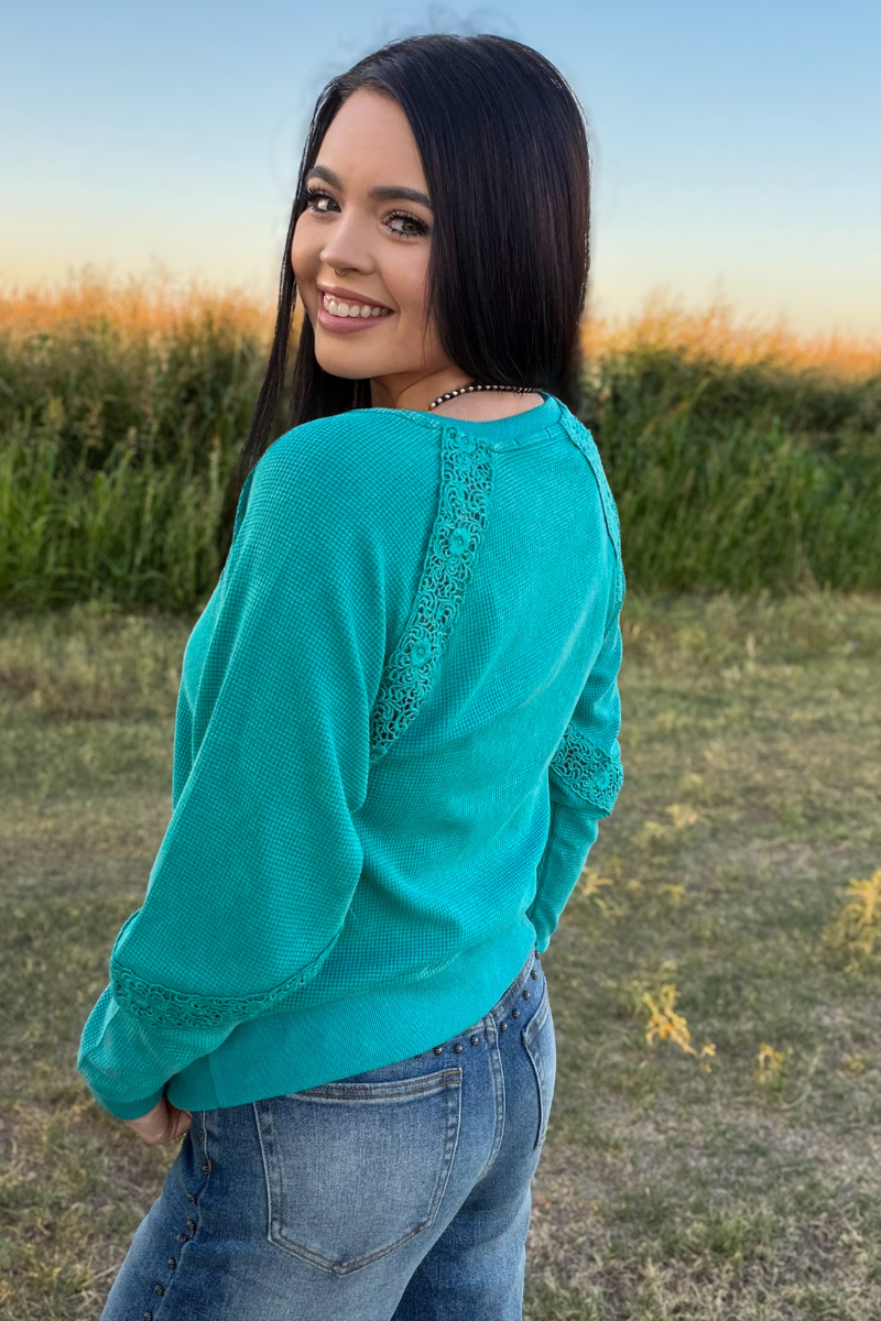 COWGIRL CHIC TOP - TURQUOISE