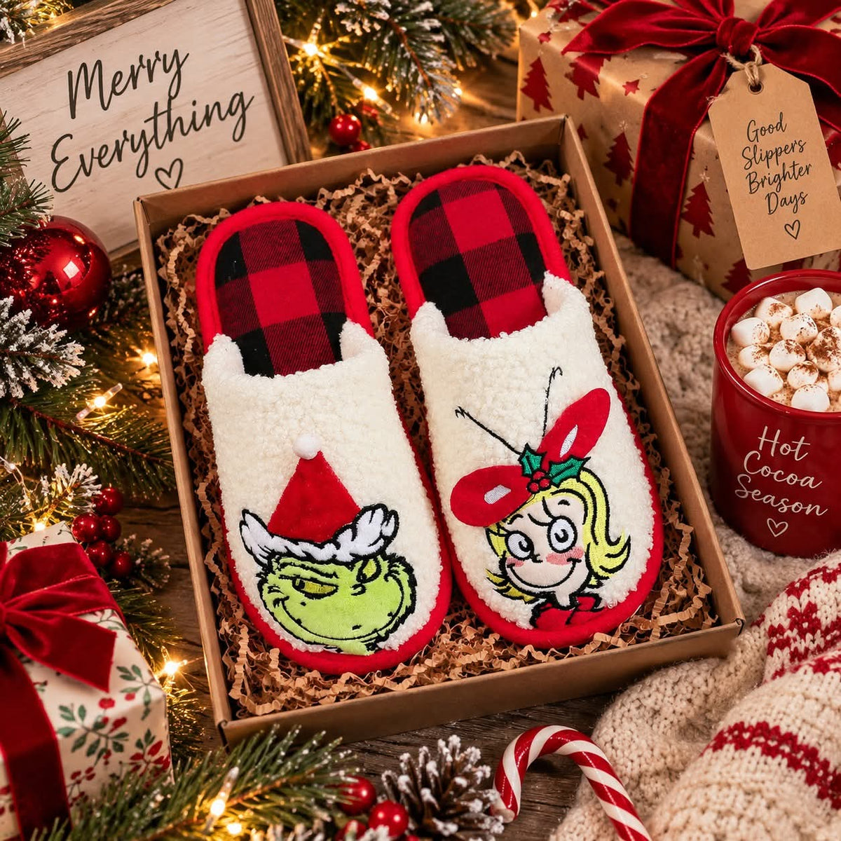 The Mean One Holiday Slippers