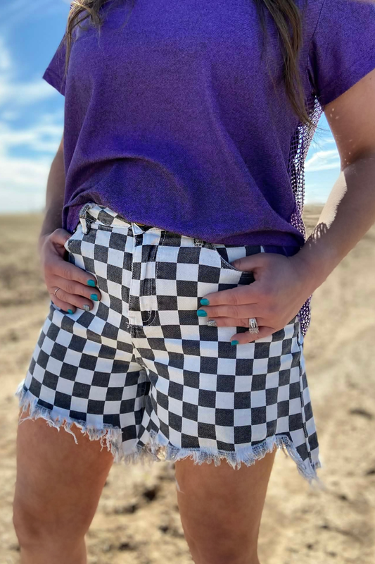 KREEK DENIM SHORTS - CHECK